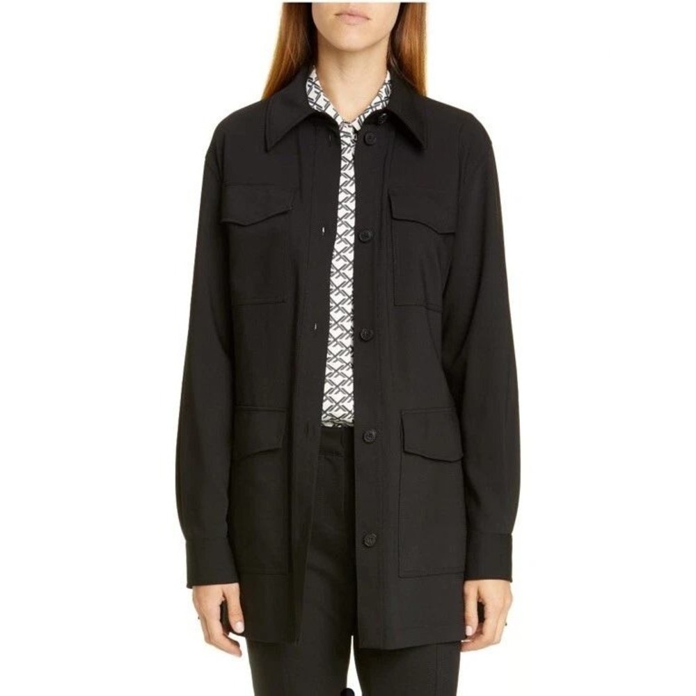 Women's Lafayette 148 New York Windom Modernist Cloth Safari Jacket MED Black